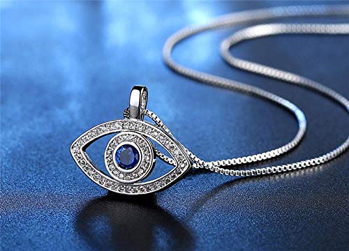 El Regalo Women & Girls Blue Evil Eye Pendant Necklace | Luxury Crystal CZ Evil Necklace Jewelry | Third Eye Zircon Fashion Necklace