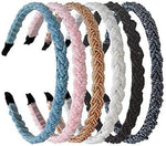 El Regalo 2PCs Braided Crystal Beads Hair Bands for Kids/Girls/Teens/Women | Party Bridal Headpieces | Crystal Headband Fine Glitter Crystal Hairband Headband (Pink & Blue)