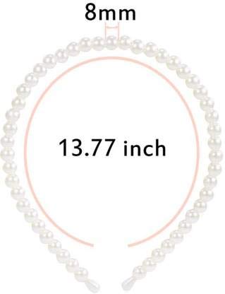 El Regalo 3 PCs Kids Pearl Hairband, Flower Pearl Necklace & Bracelet Set for Girls, Kids Jewelry Set with Necklace, Bracelet & Hairband