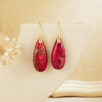El Regalo Elegant Natural Stone Drop Earrings for Women | Vintage Teardrop Boho Dangle Earrings | Anti-Tarnish Western Statement Jewellery for Girls & Women (Red Gold)