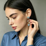 El Regalo Cute 3D Crystal Butterfly Tassel Earrings for Women & Girls | 18K Gold Plated Long Hanging Drop Linear Earrings | Elegant Korean Aesthetic Western Party Jewelry (Blue)