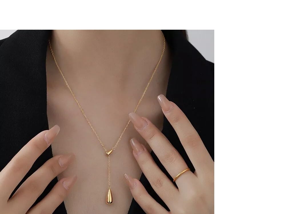 El Regalo Water Drop Minimalist Stainless Steel Necklace - Anti Tarnish, Waterproof Elegant Drop Pendant Necklace for Women - Classy & Timeless Design for Any Occasion