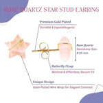 El Regalo Natural Stones Star Stud Earrings- Handcfated Wire Wrapped Celestial Star Earrings for Girls & Women (Pink Rose Quartz)