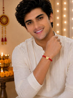 El Regalo Red Ethnic Rakhi Dori Unisex Rakhi-Adults - H letter