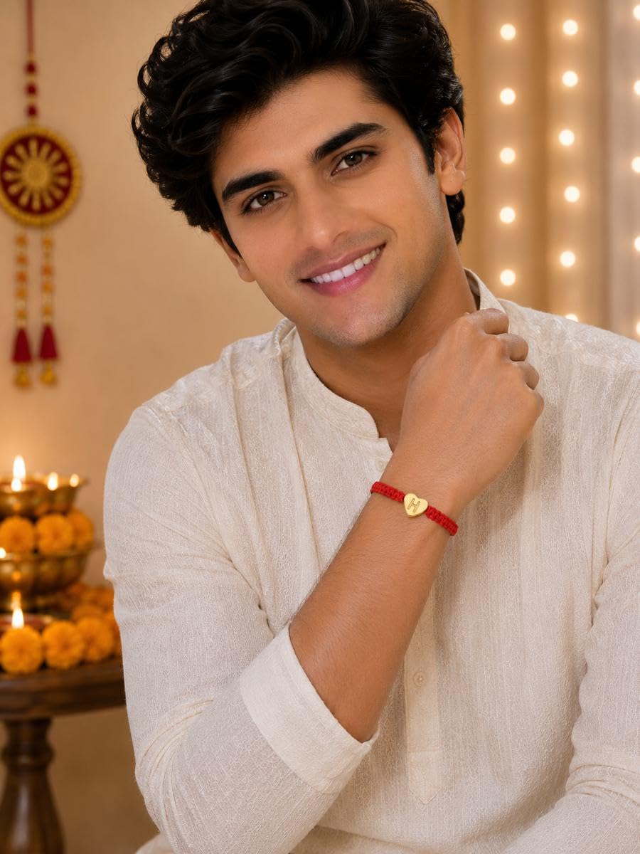 El Regalo Red Ethnic Rakhi Dori Unisex Rakhi-Adults - H letter