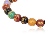 El Regalo 1PC Om Mani Padme Hum Engraved Multicolor Stone Crystal Bracelet Rakhi for Brother with Rakhi Message Card, Roli Chawal Shagun in Rakhi Gift Box