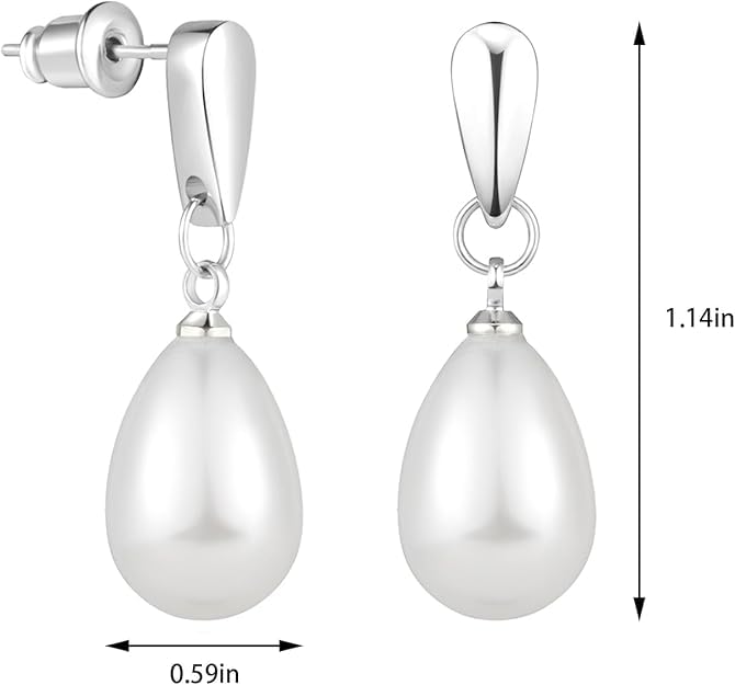El Regalo Elegant Faux Pearl Earrings for Women - Elegant 18K Gold & Silver Plated Moti Jewelry Collection | Fancy Studs, Dainty Drops & Long Dangle Pearls Earrings for Girls (Style-1)