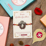 El Regalo 1PC Designer Peacock Red Golden Thread Rakhi for Brother- Antique Peacock Charm Rakhi with Roli Chawal, Rakhi Message Card in Rakhi Gift Box