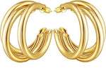 El Regalo Trendy Triple 3 Hoop Stud Earrings- Western Fashion Earrings for Girls & Women (Golden Hoops)