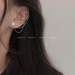 El Regalo Women's 1 Pair Pearl Studs Ear Cuff Earrings- Tassel Chain Imitation Pearl Punk Style Ear Cuff Clip Earrings