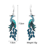 El Regalo Vintage Ethnic Peacock Earrings for Women- Elegant Oil Drop Rhinestone Dangle Earring Party Jewelry (Blue)