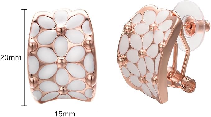 El Regalo Gorgeous Enamel Flower Stud Earrings with Double Lock for Girls & Women | Elegant Contemporary Floral Earrings