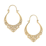 El Regalo 2 Pairs Bohemian Carved Filigree Hoop Earrings Combo for Girls & Women (Option-1)