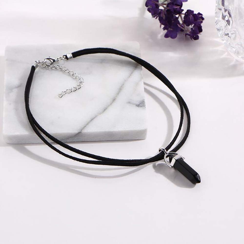 El Regalo Choker Necklace for Girls & Women | Black Wrap Velvet Choker with Healing Stones Women Girls Everyday Boho Necklace Gift Her Jewelry Hippie Crystal (Black)
