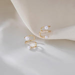 El Regalo 1 Pair Pearl Ear Cuffs Earrings for Non Piercing Ears- CZ Pearls Wrap Non Piercing Cartilage Cuffs Clip On Earrings for Girls/Women (Gold)