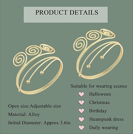 El Regalo Spiral Textured Armelet- Spiral Upper Arm Cuff Bracelet Open Upper Arm Bangle Bracelet Simple Adjustable Armband Jewelry for Women Swirl Coil Upper Arm Band Cuff Bracelet (Style-1)