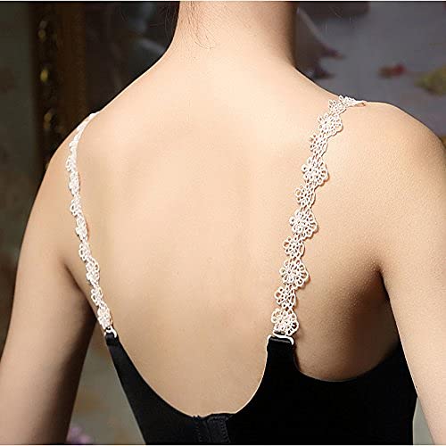 El Regalo 3 Pairs Designer Fancy Flower Lace Bra/Lingerie Straps- Flower Lace Bra Straps for Evening & Wedding Gowns & Off Shoulder Dresses