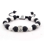 El Regalo OM Howlite Beads Rakhi for Brother Healing Yoga Beads Bracelets Rakhi with shagun, Rakhi Card in Gift Box (Black & White OM Rakhi)