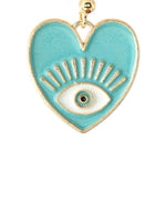 El Regalo 1 Pair Heart Evil Eye Enameled Hook Earrings - Dainty Evil Eye Hypoallergenic Heart Earrings for Girls & Women (Light Blue Heart Evil Eye)