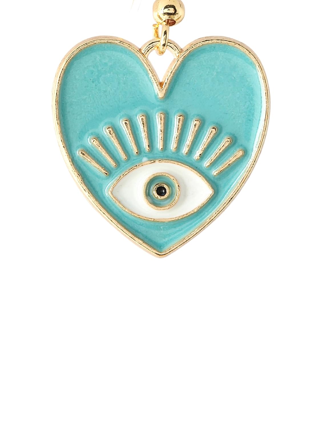 El Regalo 1 Pair Heart Evil Eye Enameled Hook Earrings - Dainty Evil Eye Hypoallergenic Heart Earrings for Girls & Women (Light Blue Heart Evil Eye)