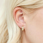El Regalo Stainless Steel Tiny & Cute Leaves Hoop Earrings for Kids/Girls/Women- Anti-Tarnish/Waterproof Leaves Pattern Small Hoop Earrings (Gold & Silver)