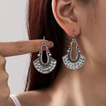 El Regalo Bohemian Oxidised Silver Earrings for Women | Vintage Tribal Hoop & Geometric Drop Earrings | Boho Statement Dangle Earrings for Girls | Indo Western Fashion Jewellery (Style-1)