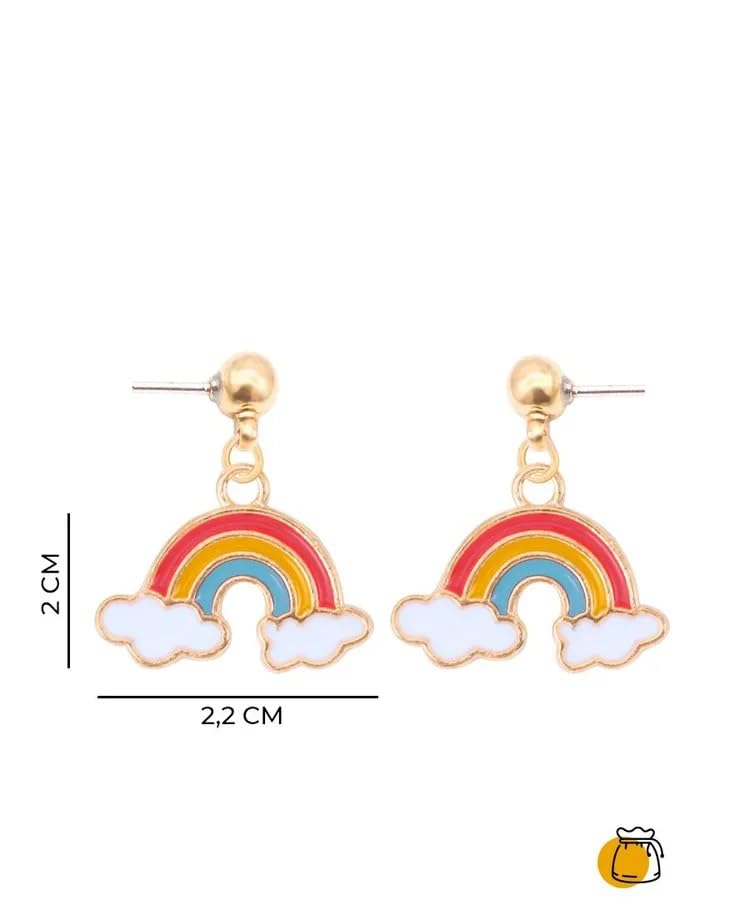 El Regalo 1 Pair Rainbow Earrings- Cute Enameled Colorful Rainbow Hypoallergenic Earrings for Girls & Women (option-2)