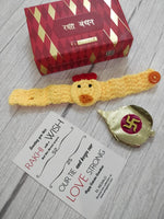 El Regalo Kids Rakhi- 1PC beautiful Hand Knitted Animals Bracelet with Rakhi Card in Rakshabandhan Box- Unique Adjustable, Soft, Knitted for Babies/Toddlers/Kids (Duck Knitted)