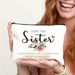 El Regalo 1PC 'I Love You Sister' OR Sisters Forever Friends Printed Makeup Pouch, Portable Travel Toiletry Bag, Multipurpose Zippered Organizer Bag (I Love You Sister)