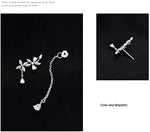 El Regalo 925 Silver Plated Dainty Flowers Threader Detachable Tassel Chain Leaves Wrap Earrings Crawler for Girls & Women