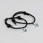 El Regalo 2pcs BF Magnetic Heart Butterfly Bracelets for Best Friends/Besties/Couples - Butterfly Relationship Matching Bracelet Set Mutual Attraction Rope Bracelets (Blue-White Butterfly Bracelet)
