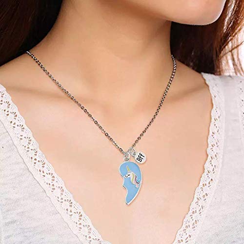 El Regalo Best Friend Heart Necklace | BFF Unicorn Jewelry Girls Necklace Friendship Birthday Friends Sisters Gifts