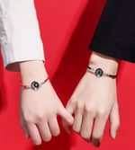 El Regalo 2PCs Sun Moon Luminous Couple Bracelets Set For Unisex Adult- Glow at Night Sun, Moon, Star Pinky Promise Bracelets (2 Black)
