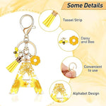 El Regalo Personalized Name Initials Natural Flowers & Bee Charm Keychain - Custom Letter Keyring with Daisy Flower & Honey Bee Pendant, Purse, Bag, Backpack Accessory (Letter A)