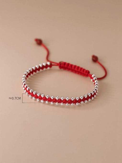 El Regalo Womens 2 Pcs Handmade Beaded Nazaria/Nazar Bracelet Cum Anklet Set- Black & Red Thread Anklet/Bracelet Set (Red Silver)