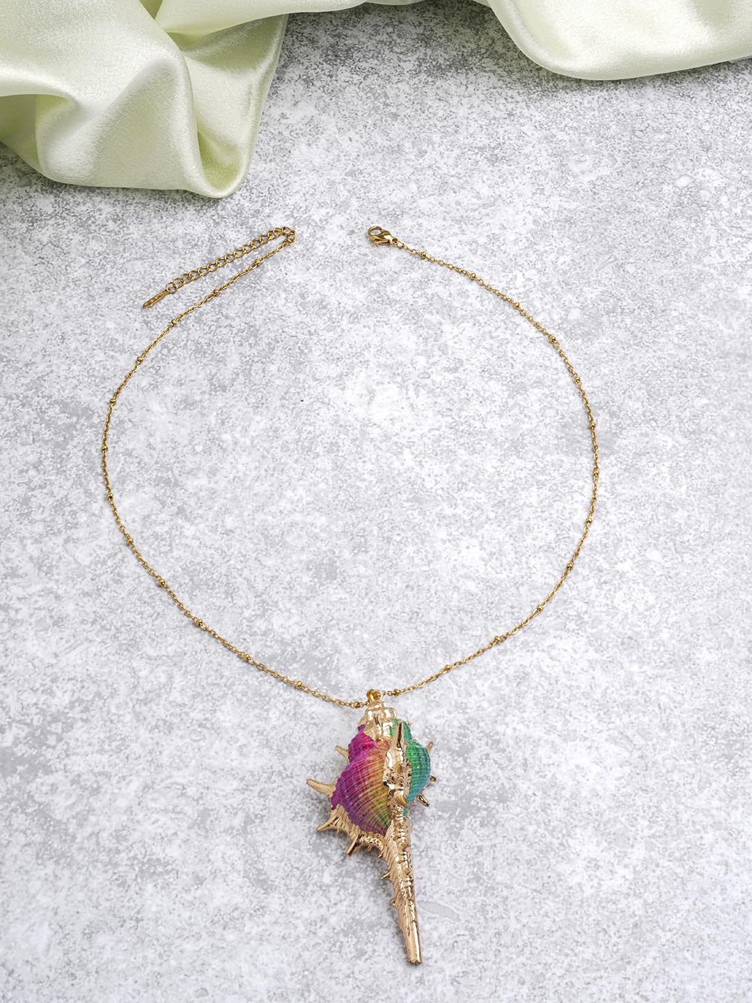 El Regalo Super Elegant & Classy Electroplated Cowrie Shell Pendant with Sleek Stainless Steel Chain- Bohemian Hawaii Fashion Summer Beach Jewelry for Girls/Women (Multi-Colored)