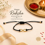 El Regalo 1PC Minimalist Infinity Rakhi for Brother- Simple Infinity Rakhi with Roli Chawal, Rakhi Message Card in Rakhi Gift box for Brother (Gold)