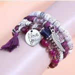 El Regalo 4Pcs/Set Vintage Bohemia Style Wing Beads Tassel Unisex Bracelet - Stackable Multi-layer Modern Charm Bracelets with Wings and I Love You Charms Bracelets (Wine)