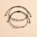 El Regalo Girls 2Pcs Vintage Evil Eye Infinity Charm Hand-Woven BFF Friendship Bracelets Cum Anklets Set- Friendship Day Gift For Best Friends