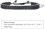 El Regalo Unisex-Adult 2 Pcs Braided Black Hematite Arrow Heart Adjustable Bracelets Set for Couples - Natural Gemstone Link Bracelet (Arrow Hematite)