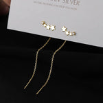 El Regalo Gold Plated Plated Minimalist Long Thin Tassel Elegant Threader Dangle Chain Earrings for Girls & Women (Star Stud Tassel)
