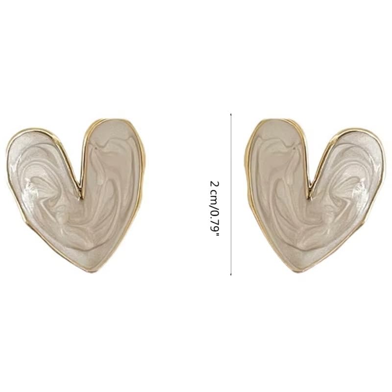 El Regalo Womens Irregular Feather- Light Heart Stud Earrings- Vintage Retro Style Enamel Heart Stud Earrings