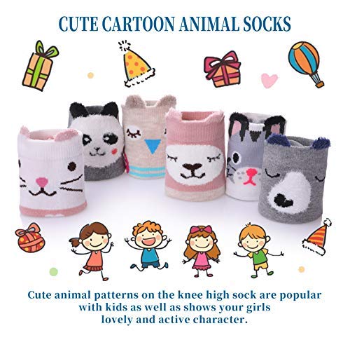 El Regalo Cartoon Warm Cotton Calf Length Socks/Tights for Girls/Kids (Pink White Stripe) | Kids High Knee Socks