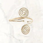 El Regalo Spiral Textured Armelet- Spiral Upper Arm Cuff Bracelet Open Upper Arm Bangle Bracelet Simple Adjustable Armband Jewelry for Women Swirl Coil Upper Arm Band Cuff Bracelet (Style-2)
