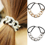 El Regalo Metal Chain Ponytail Holder | Vintage Alloy Elastic Hair Rope Women Girl Hair Ties Ring Hair Accessories for Girls & Women (Golden & Silver)