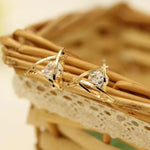 El Regalo Exquisite Triangle Crystal Zircon Earrings- Geometric Hollow Triangle Zircon Stud earrings for Women/Girls (Gold)