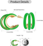 El Regalo Gold Chunky Triple Open Hoop Earrings for Women & Girls | Trendy Minimalist Statement Jewelry (Jade Green)