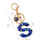 El Regalo Royal Blue Evil Eye Keychain Name Initial Letters- Alphabet Letter Keyring with Evil Eye Charm - Unisex Stylish Bag Charm, Keyring, Gift for Friends & Family (S Letter)