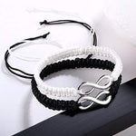 El Regalo Unisex 2 Pcs Adjustable Infinity Couple Braided Handcrafted Bracelet/Friendship- Couple Valentines Day Jewelry (1 Black & 1 White)