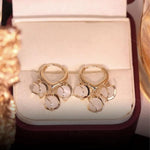 El Regalo 3 Moonstone Dangle Hoop Earrings- Love Ear Buckle Temperament Spiral Beads Hypoellergenic Hoop Earrings